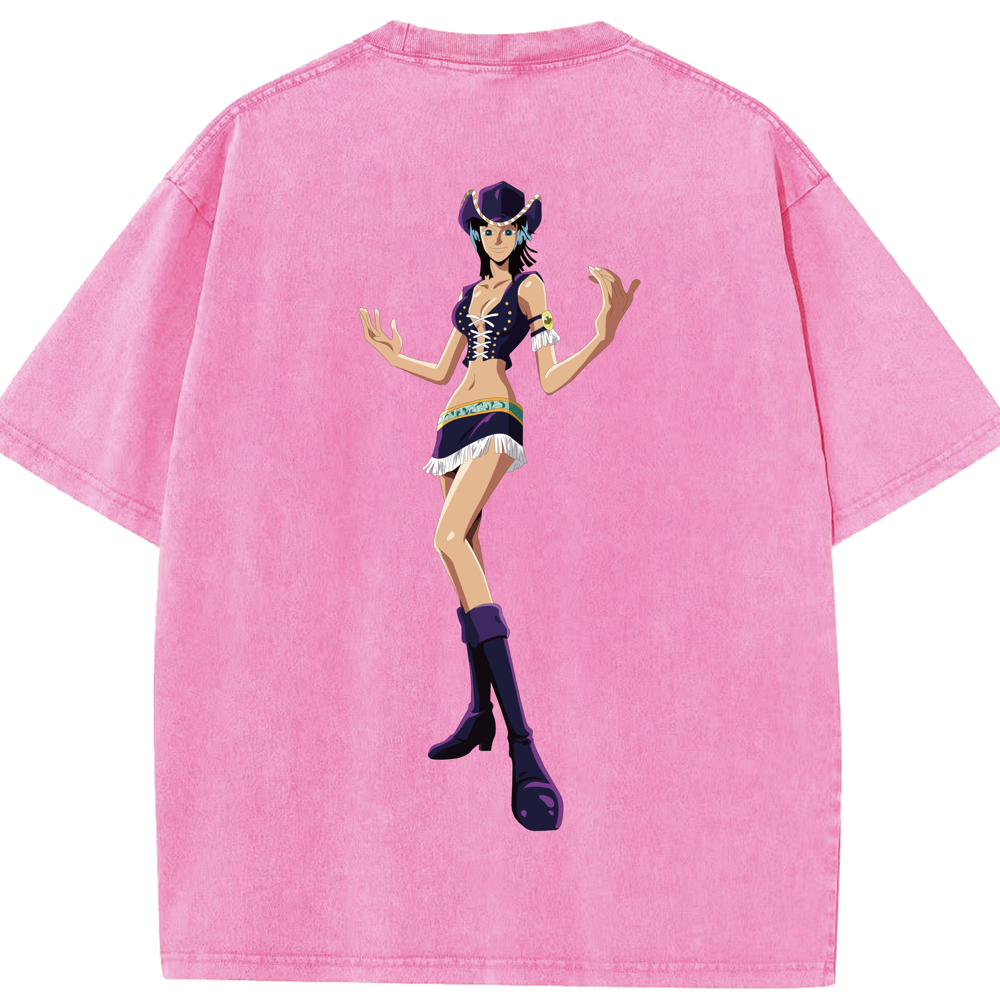 ワンピース ニコ・ロビン ONE PIECE Nico Robin 綿100% ヴィンテージ風 半袖Tシャツ（背面プリント）